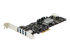 Startech PCI Express (PCIe) SuperSpeed USB 3.0-kortadapter med 4 portar och 4 dedicerade kanaler på 5 Gbps ? UASP ? SATA/LP4-ström - Vänster vinkel